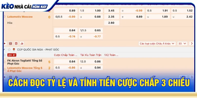 Cách đọc kèo cược chấp 3 chiều là gì và tính tiền như thế nào